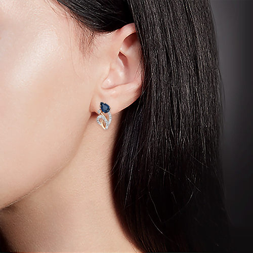 Серьги с английским замком из красного золота с сапфиром и бриллиантами 02-0167-00-105-1110-30