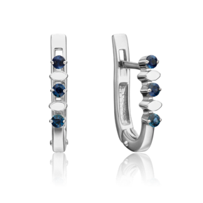 Серьги с английским замком из белого золота с сапфирами 02-0180-00-102-1120-30