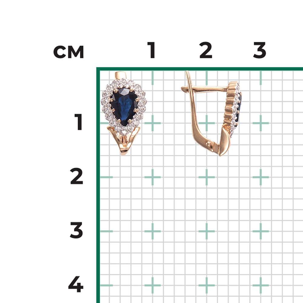 Серьги с английским замком из красного золота с сапфиром и бриллиантами 02-0189-00-105-1110-30