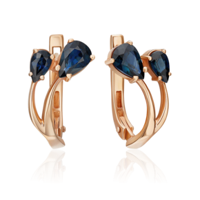 Серьги с английским замком из красного золота с сапфирами 02-0221-00-102-1110-30