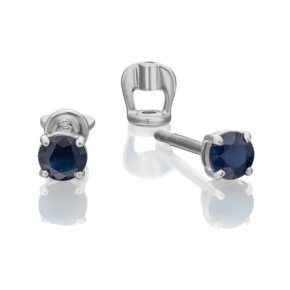 Серьги-пусеты из белого золота с сапфиром