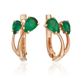 Серьги с английским замком из красного золота с изумрудами 02-0221-00-103-1110-30