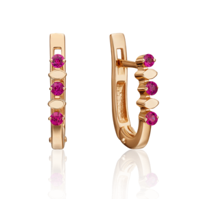 Серьги с английским замком из красного золота с рубинами 02-0179-00-104-1110-30