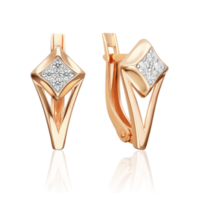 Серьги с английским замком из красного золота с фианитами 02-5579-00-401-1110