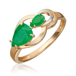 Кольцо из красного золота с изумрудами 01-5863-00-103-1110