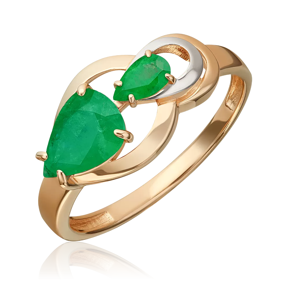 Кольцо из красного золота с изумрудами 01-5863-00-103-1110