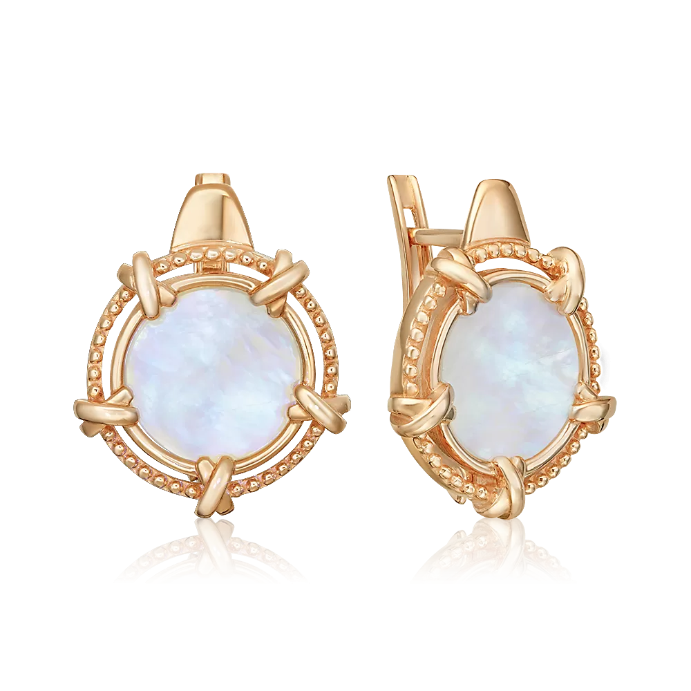 Серьги с английским замком из красного золота с перламутром 02-5453-00-744-1110