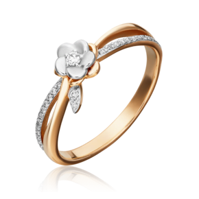 Кольцо «Цветок» из комбинированного золота с бриллиантами 01-1597-00-101-1111-30