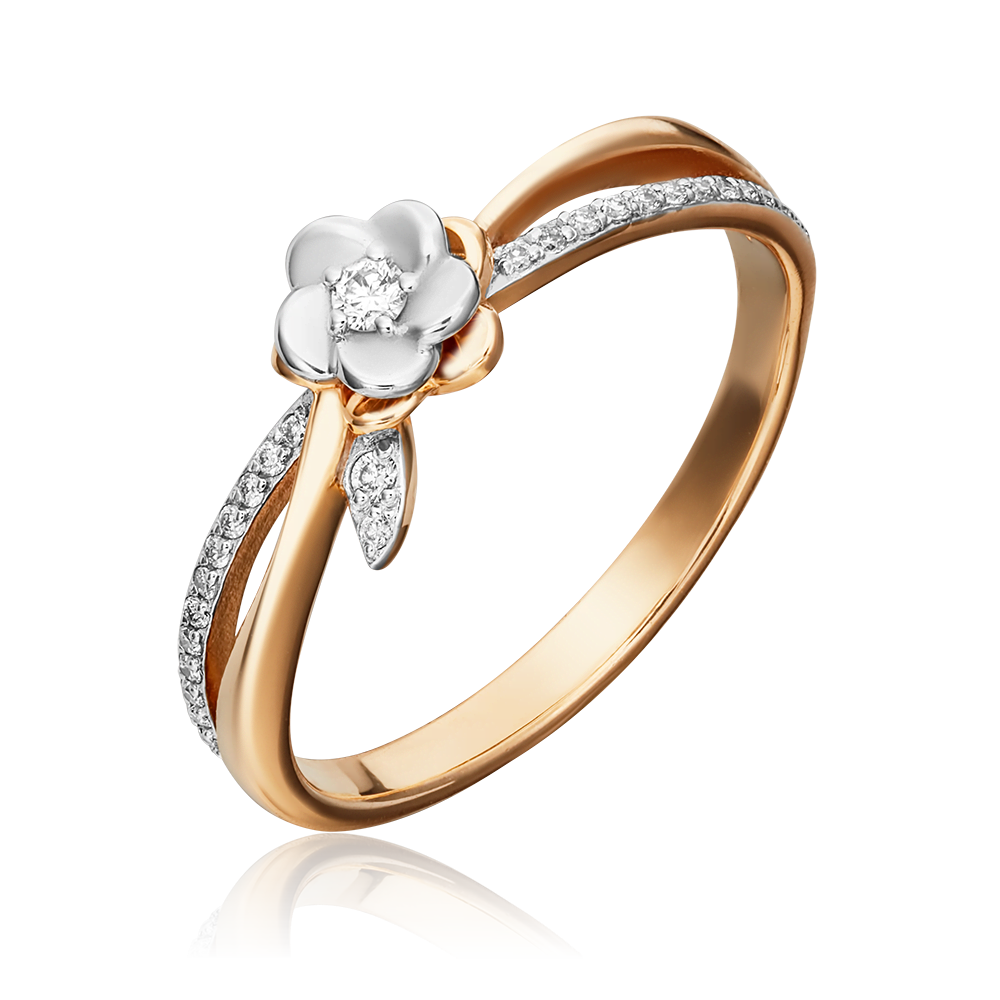 Кольцо «Цветок» из комбинированного золота с бриллиантами 01-1597-00-101-1111-30
