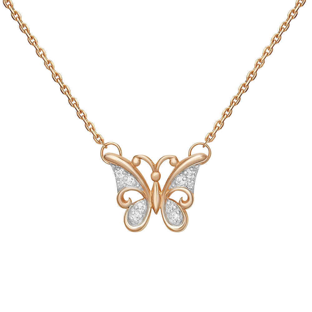 Колье «Бабочка» из красного золота с фианитами 07-0165-00-401-1110-03