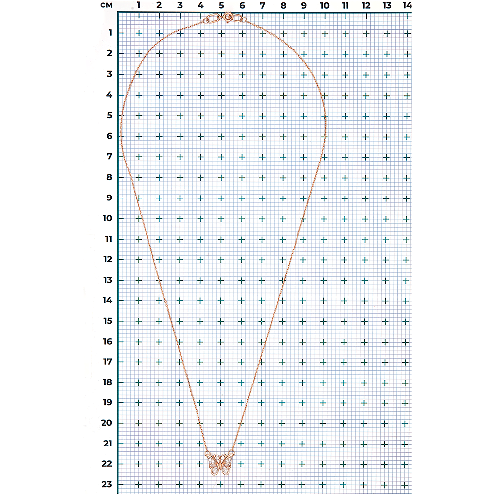 Колье «Бабочка» из красного золота с фианитами 07-0165-00-401-1110-03