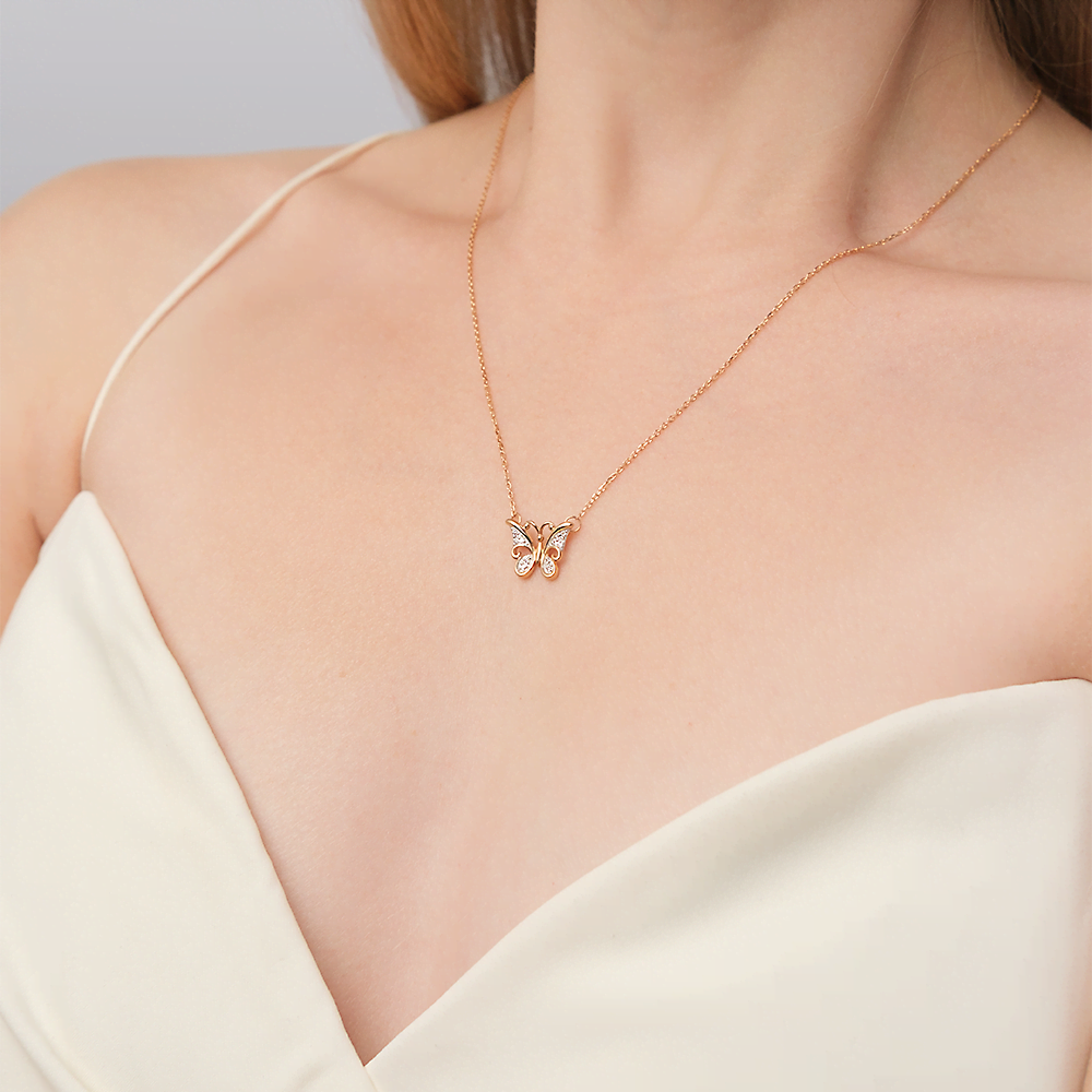 Колье «Бабочка» из красного золота с фианитами 07-0165-00-401-1110-03