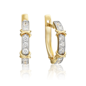 Серьги с английским замком из лимонного золота с фианитами 02-4541-00-401-1130