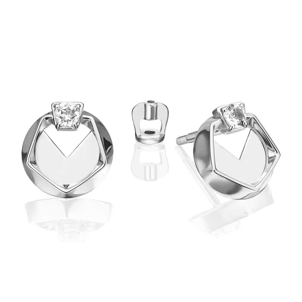 Серьги-пусеты из белого золота с натуральным топазом white 02-5042-00-201-1120