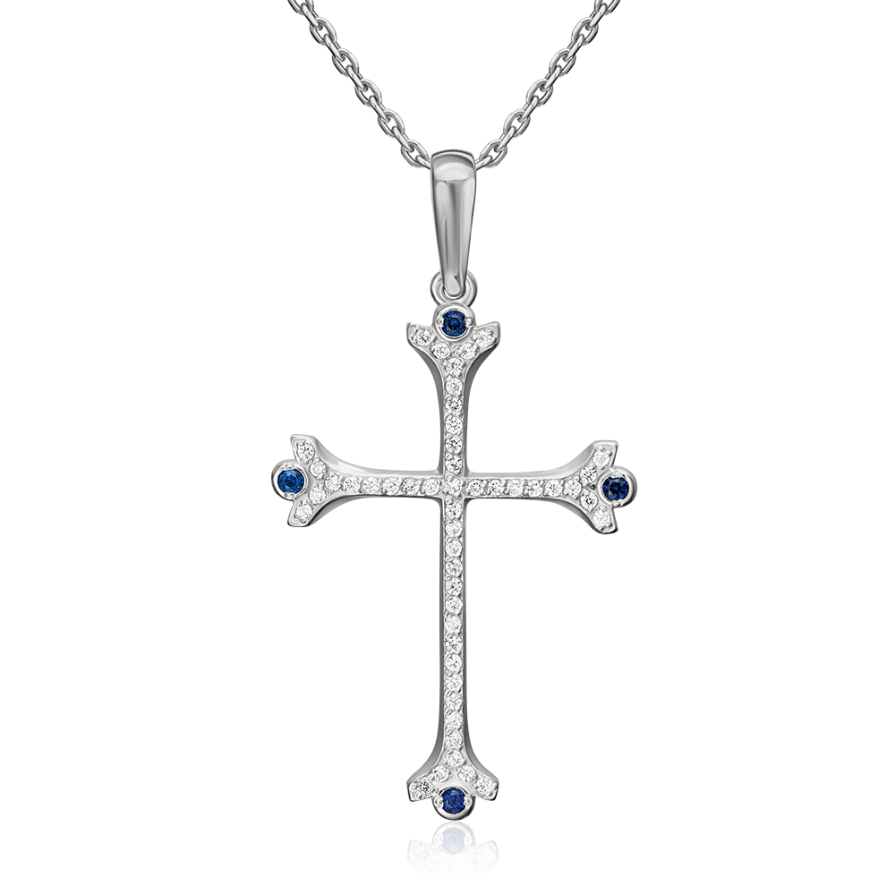 Декоративный крест из серебра с фианитами 03-0469-00-404-0200