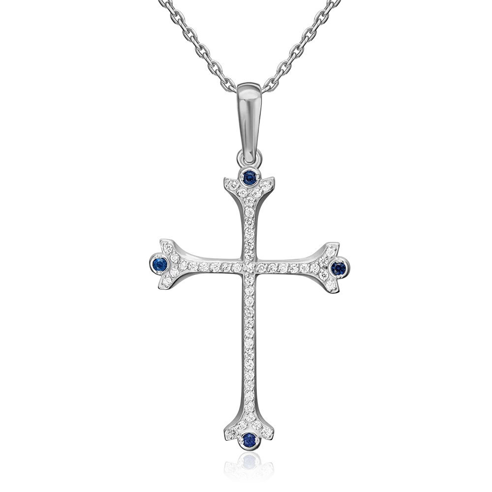 Декоративный крест из серебра с фианитами 03-0469-00-404-0200