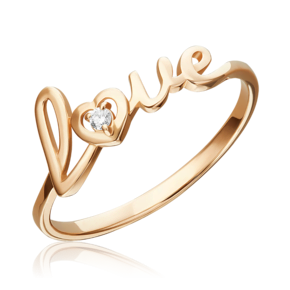 Кольцо «Любовь» из красного золота с бриллиантом 01-5972-00-101-1110