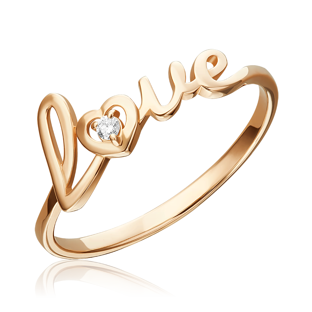 Кольцо «Любовь» из красного золота с бриллиантом 01-5972-00-101-1110