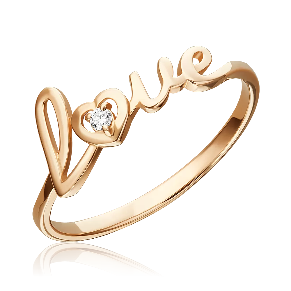 Кольцо «Любовь» из красного золота с бриллиантом 01-5972-00-101-1110