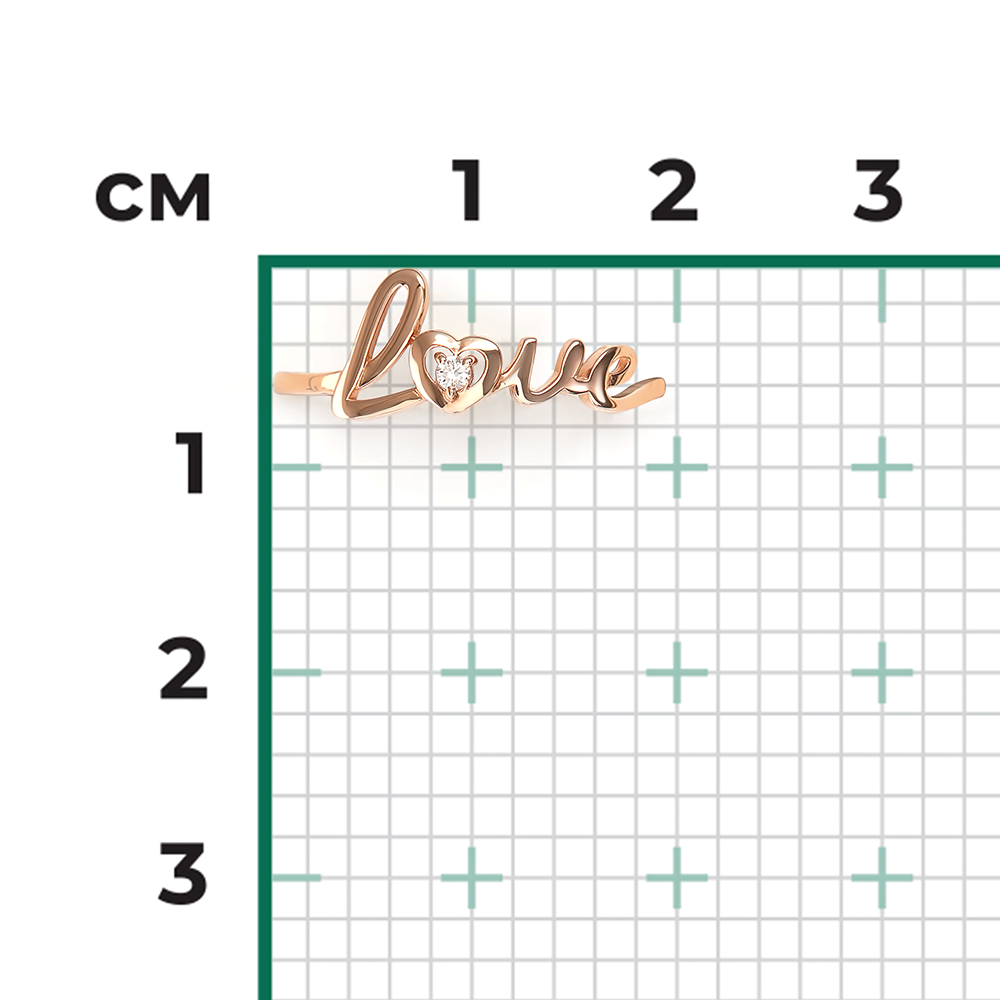 Кольцо «Любовь» из красного золота с бриллиантом 01-5972-00-101-1110