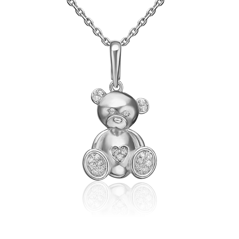 Подвеска «Плюшевый мишка» из серебра с фианитами 03-2380-00-401-0200