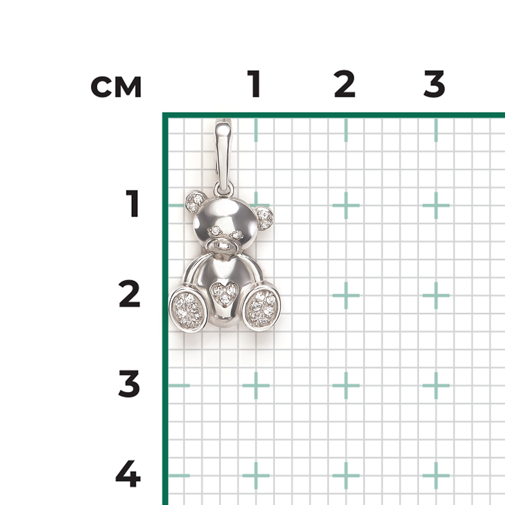 Подвеска «Плюшевый мишка» из серебра с фианитами 03-2380-00-401-0200