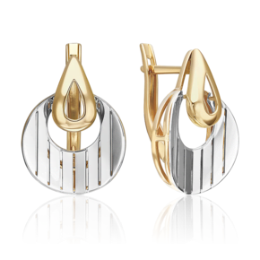 Серьги с английским замком из комбинированного золота 02-5366-01-000-1121