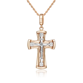 Православный крест из комбинированного золота 03-3556-00-000-1111