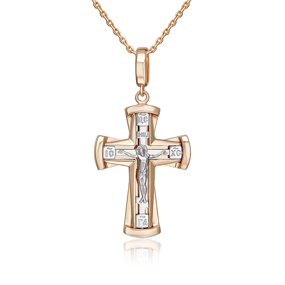 Православный крест из комбинированного золота 03-3556-00-000-1111