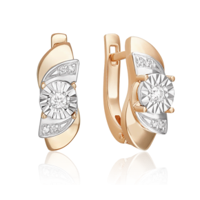 Серьги с английским замком из комбинированного золота с бриллиантами 02-5233-00-101-1111