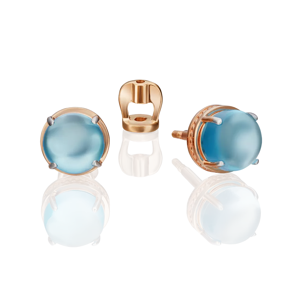 Серьги-пусеты из красного золота с топазом 02-4678-00-201-1110-46