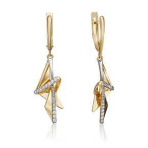 Серьги с английским замком из лимонного золота с фианитами 02-4332-00-401-1130-48