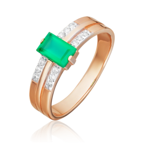 Кольцо из красного золота с халцедоном и фианитами 01-4317-00-275-1110-47