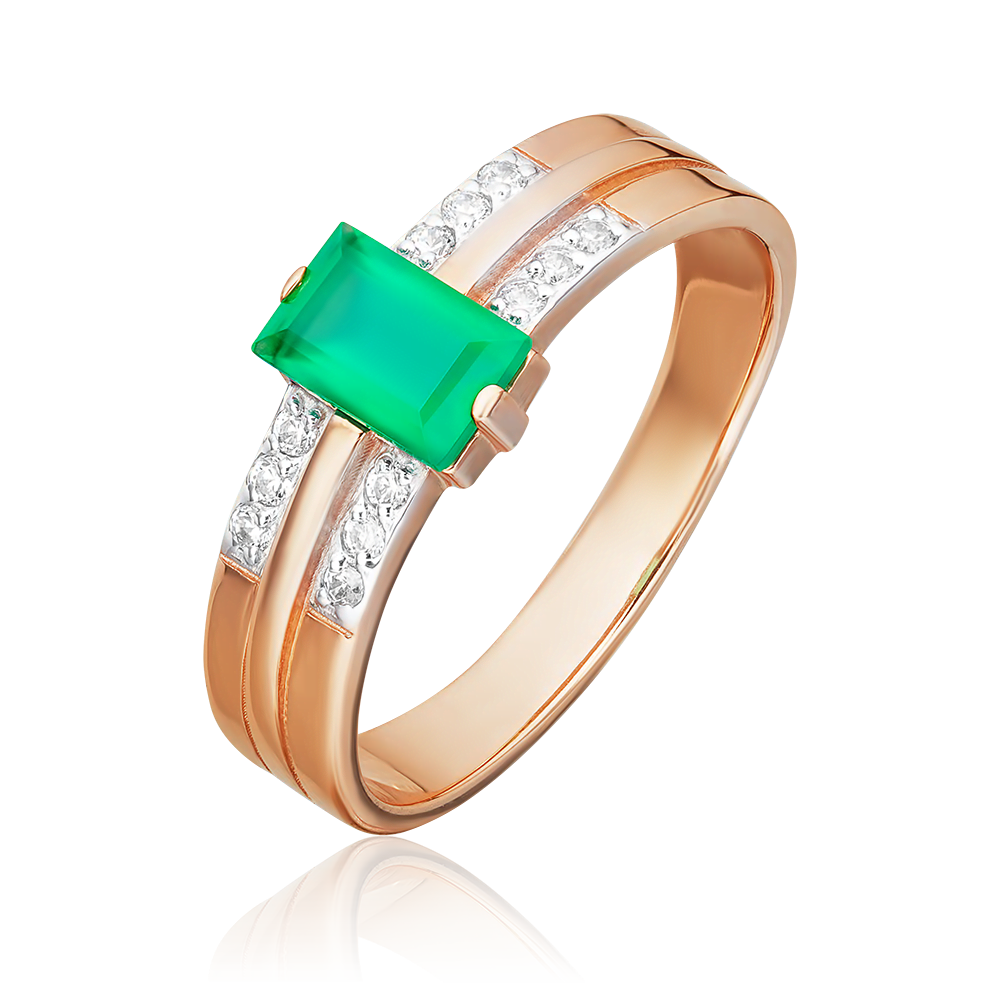 Кольцо из красного золота с халцедоном и фианитами 01-4317-00-275-1110-47