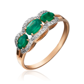 Кольцо из красного золота с халцедонами и фианитами 01-4326-00-275-1110-47