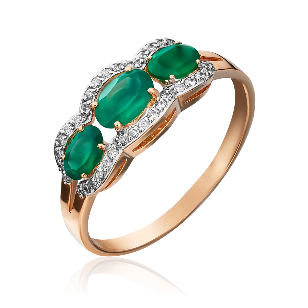 Кольцо из красного золота с халцедонами и фианитами 01-4326-00-275-1110-47