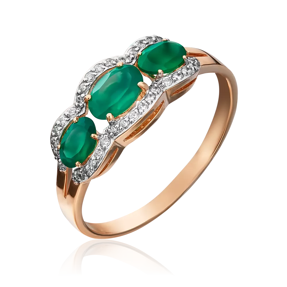 Кольцо из красного золота с халцедонами и фианитами 01-4326-00-275-1110-47