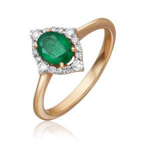 Кольцо из красного золота с изумрудом и бриллиантами 01-1600-01-106-1110-30