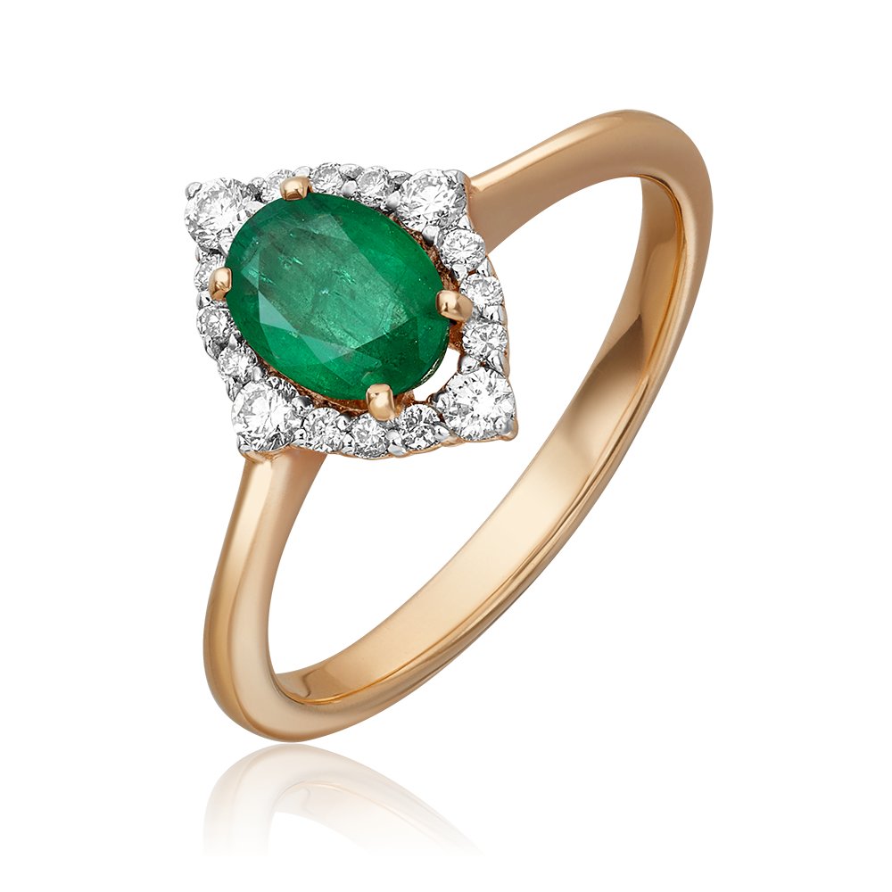 Кольцо из красного золота с изумрудом и бриллиантами 01-1600-01-106-1110-30