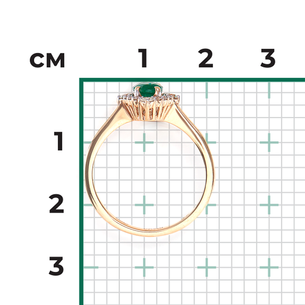 Кольцо из красного золота с изумрудом и бриллиантами 01-1600-01-106-1110-30