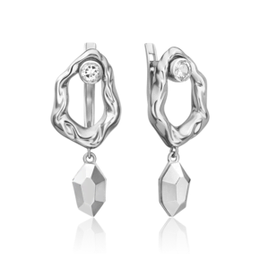 Серьги с английским замком из белого золота с натуральным топазом white 02-5046-00-201-1120