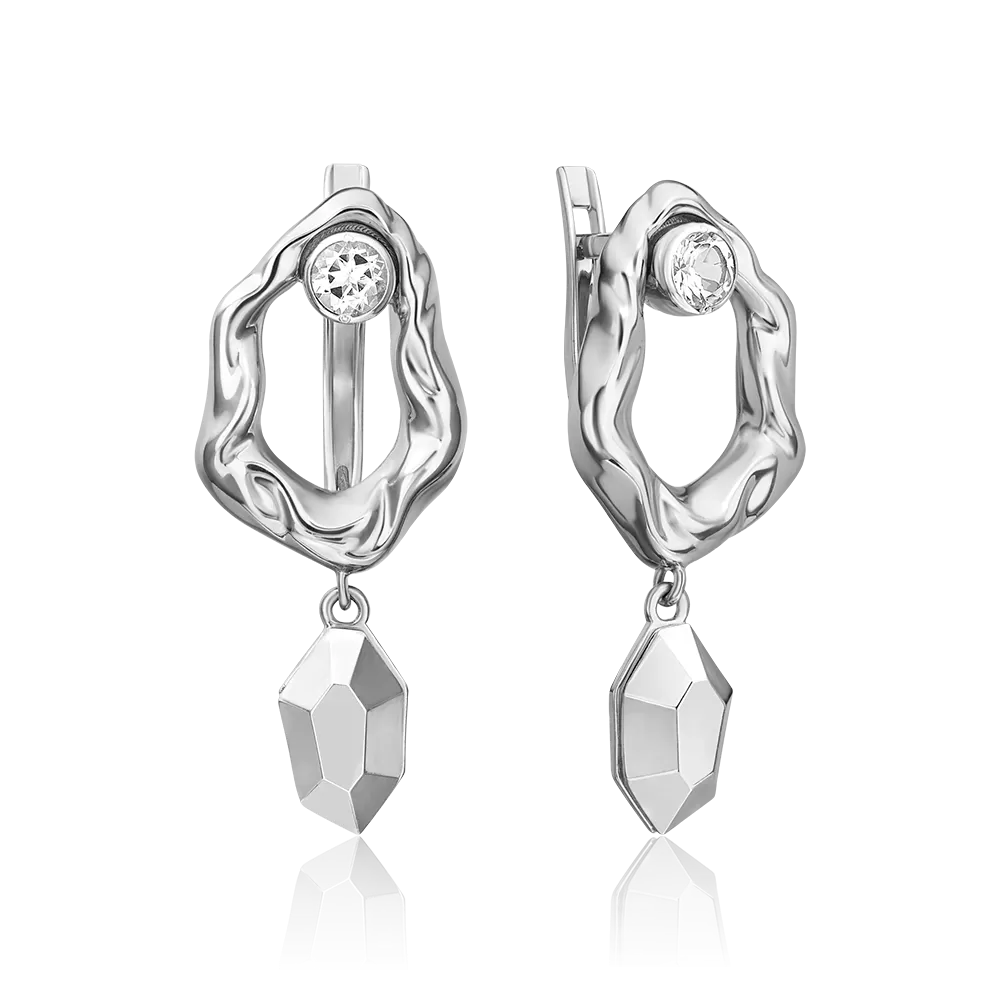 Серьги с английским замком из белого золота с натуральным топазом white 02-5046-00-201-1120