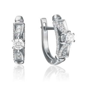 Серьги с английским замком из белого золота с бриллиантами 02-4281-00-101-1120-30