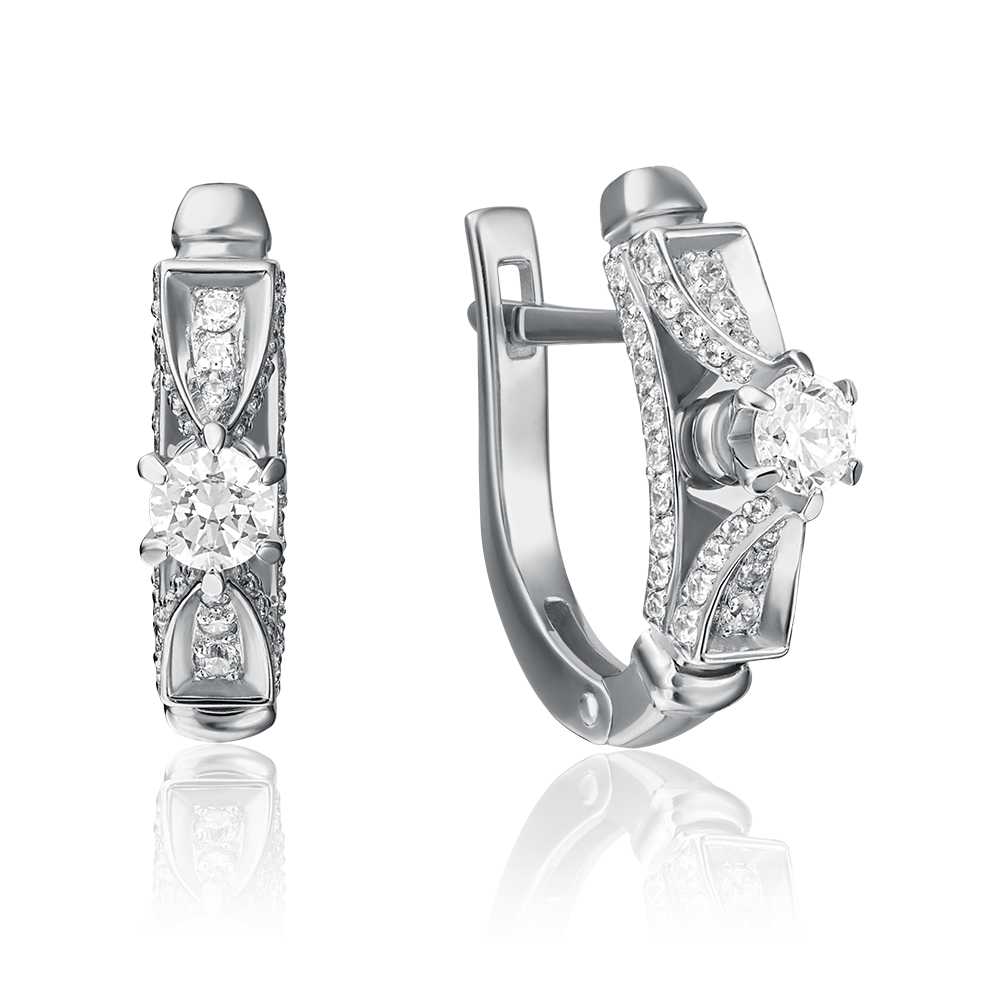 Серьги с английским замком из белого золота с бриллиантами 02-4281-00-101-1120-30