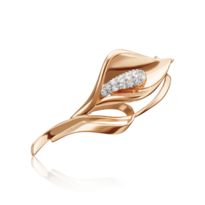 Брошь «Калла» из красного золота с фианитами 04-0211-00-401-1110-23