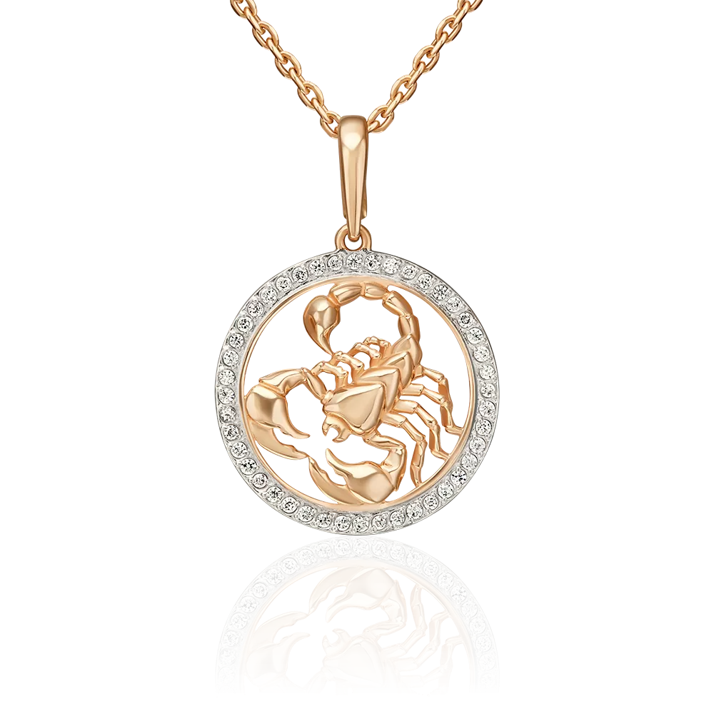 Подвеска «Знак зодиака Скорпион» из красного золота с фианитами 03-3641-07-401-1110