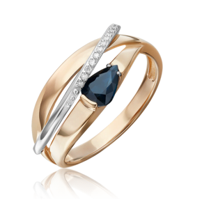 Кольцо из комбинированного золота с сапфиром и бриллиантами 01-5756-00-105-1111