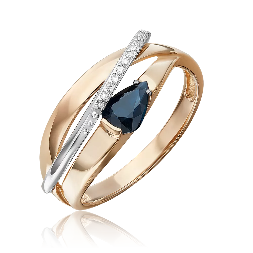Кольцо из комбинированного золота с сапфиром и бриллиантами 01-5756-00-105-1111