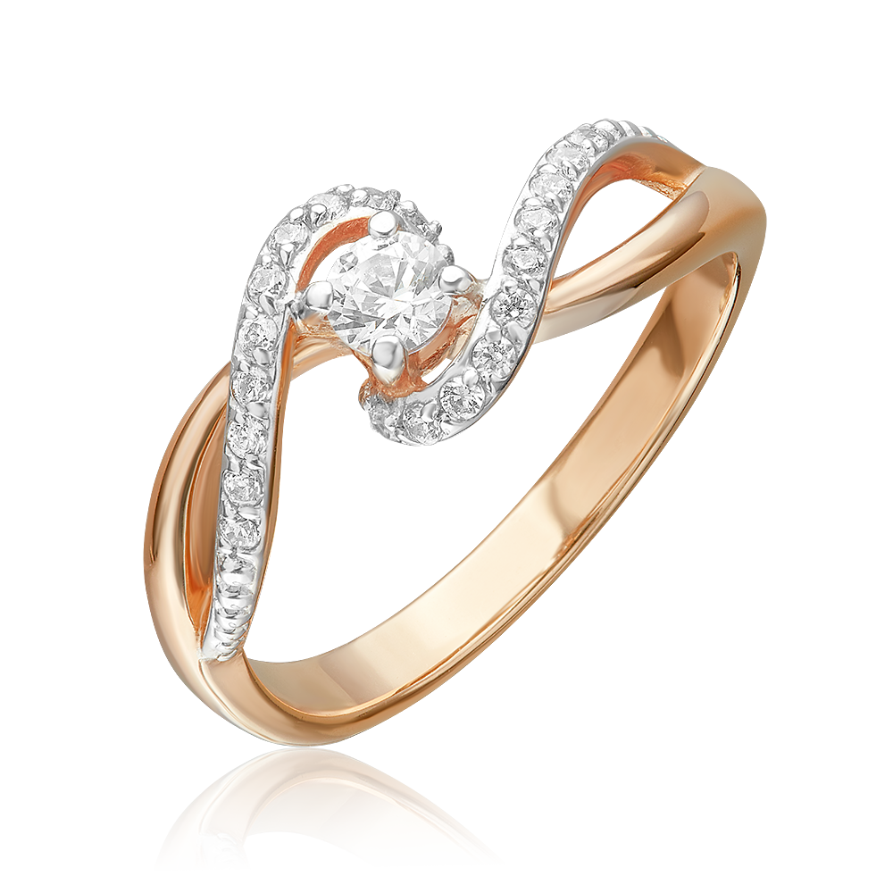 Кольцо из красного золота с фианитами 01-4610-00-501-1110-38