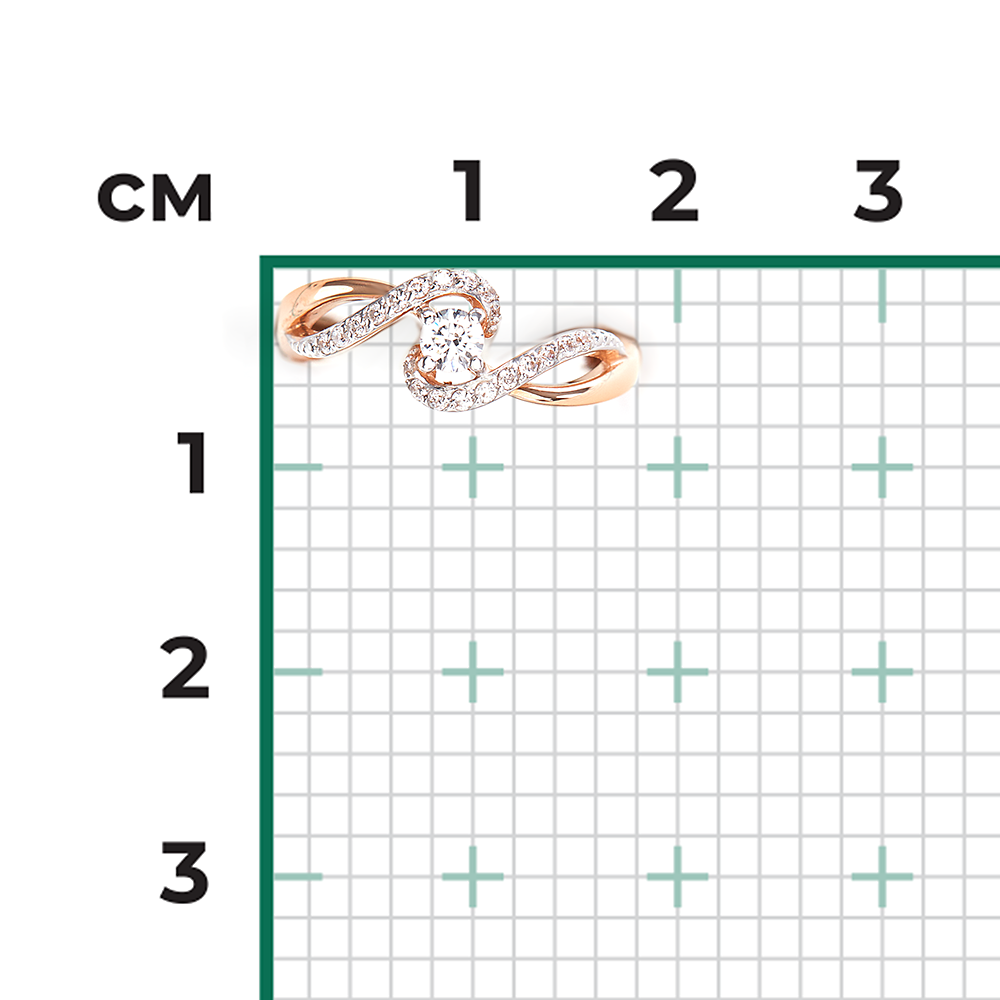 Кольцо из красного золота с фианитами 01-4610-00-501-1110-38